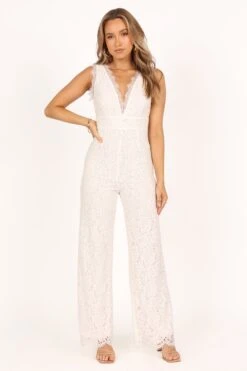 Eloise Lace Jumpsuit - Ivory -Fashion Dress petal and pup usa rompers eloise lace jumpsuit ivory 33520562340017