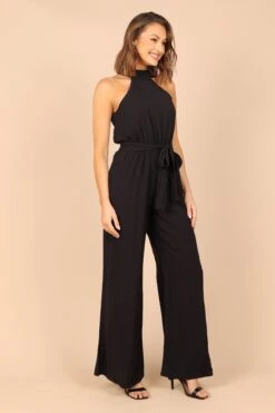 Harper Tie Waist Jumpsuit - Black -Fashion Dress petal and pup usa rompers harper tie waist jumpsuit black 32375352426673