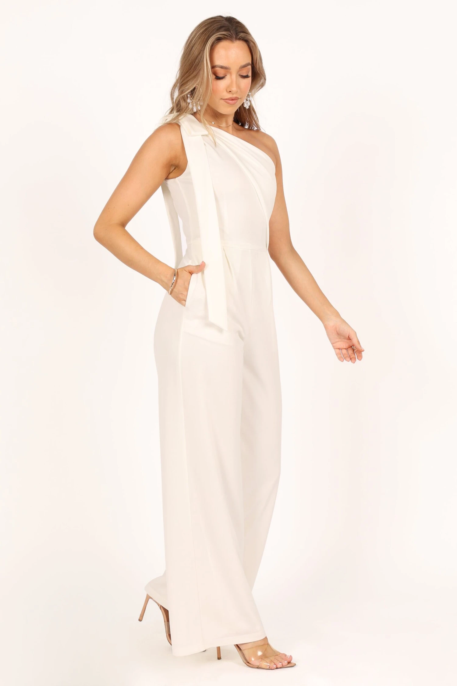 Sadie One Shoulder Jumpsuit - White 3 Sadie One Shoulder Jumpsuit - White