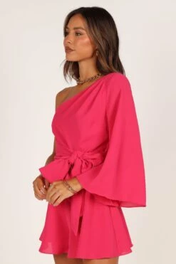 Tien One Sleeve Romper - Hot Pink -Fashion Dress petal and pup usa rompers tien one sleeve romper hot pink 33395009716401