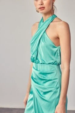 Keke Halterneck Midi Dress - Biscay Green -Fashion Dress petal and pup usa wrap cross neck dress 33524482080945