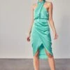 Keke Halterneck Midi Dress - Biscay Green -Fashion Dress petal and pup usa wrap cross neck dress biscay green s 33524481458353